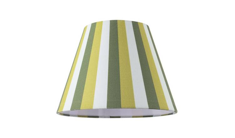 Happy Homewares Multi Green Tone Striped Linen Coolie Lampshade - 25cm