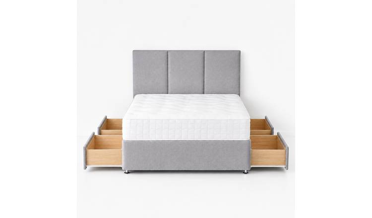 Comfy Deluxe 6ft Super King    4 Drawer Plush Velvet Divan Bed Set -  Silver