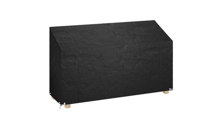 Walplus Polyethylene 12 Eyelets Garden Bench Cover - Black - 210 x 70 x 70/88 cm