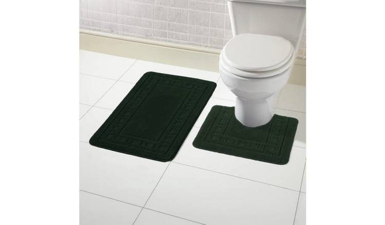 New Edge Blinds Miami Bath Mat & Pedestal Set - Emerald Green
