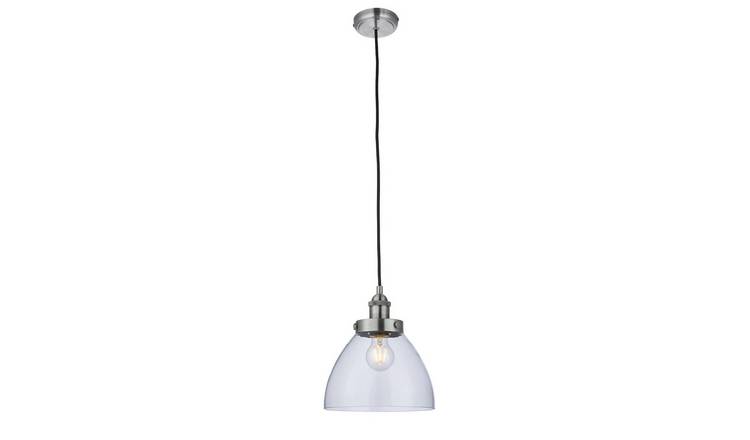 Loops Direct Steel and Glass Pendant Light - Brushed Silver