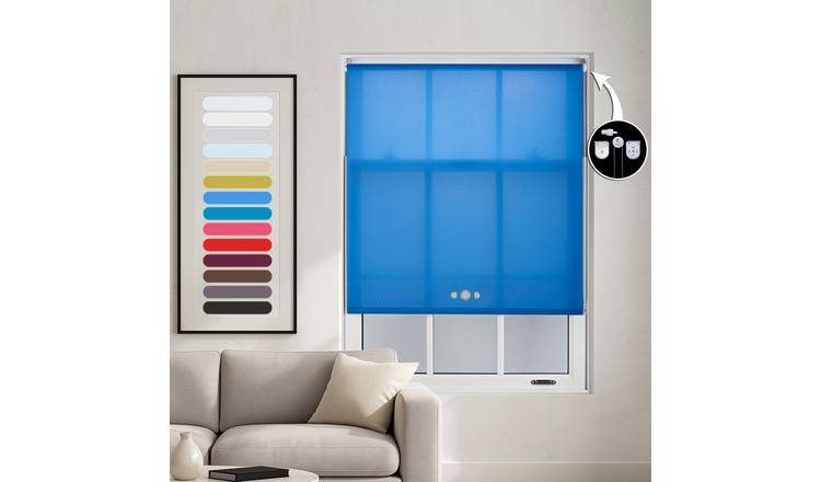 Furnished Blue Daylight Roller Blind Triple Round Eyelets - 120 x 165cm