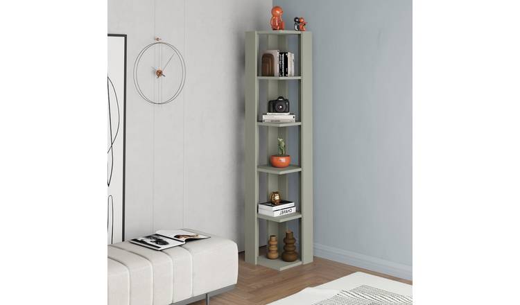 Decortie Nati Corner Particleboard Bookcase - Sage Green