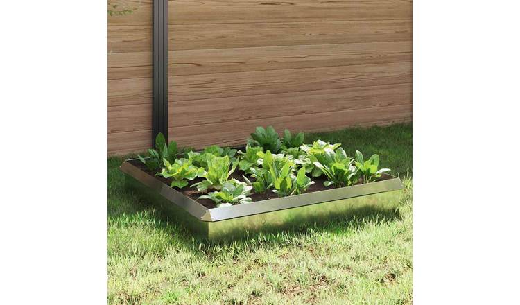 Walplus Pack of 8 Galvanised Steel Snail Fences - Silver - 100 x 3.5 x 25 cm