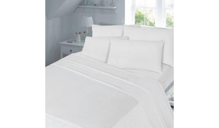HomeSpace Direct T180 Percale White Duvet Cover Set - Double
