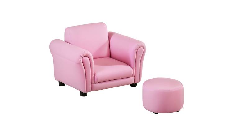 Homcom Children's Single Seater Armchair with Footstool - Pink