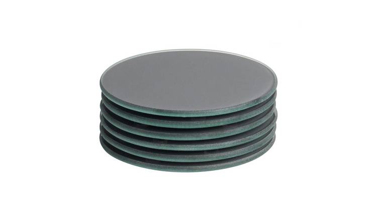 Harbour Housewares Glass Round Coasters - Grey - Pack of 6