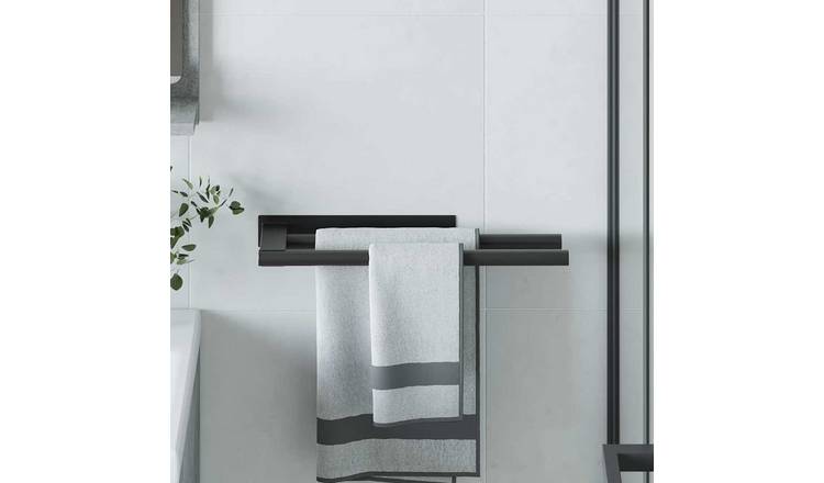 Walplus Stainless Steel Towel Rack - Black - 40 x 9 x 4 cm