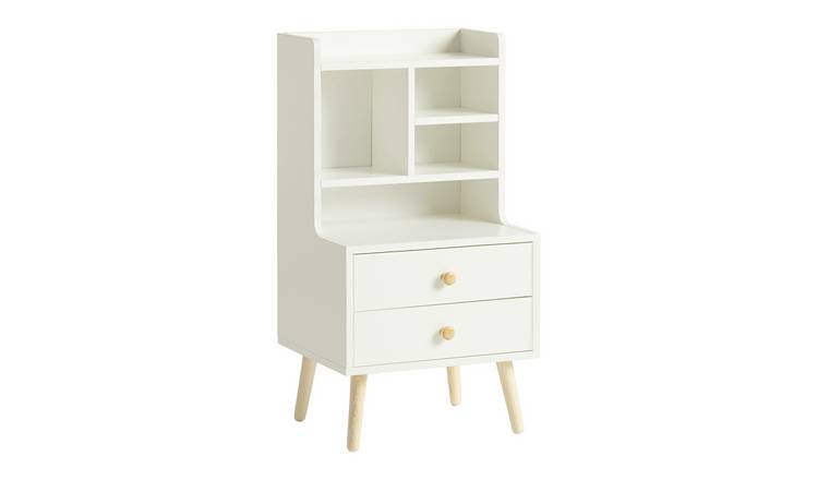 SoBuy 4 Pine Wood Leg Bedroom Storage Bedside Table - White