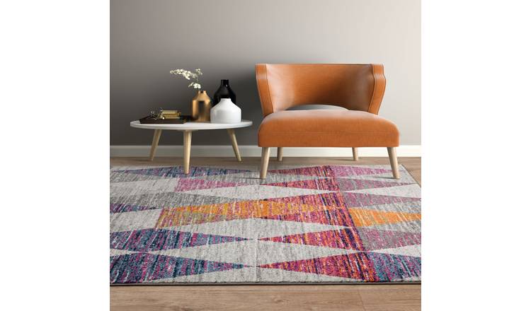 Mega Flooring Pink Modern Geometric Rug - 80 x 150cm