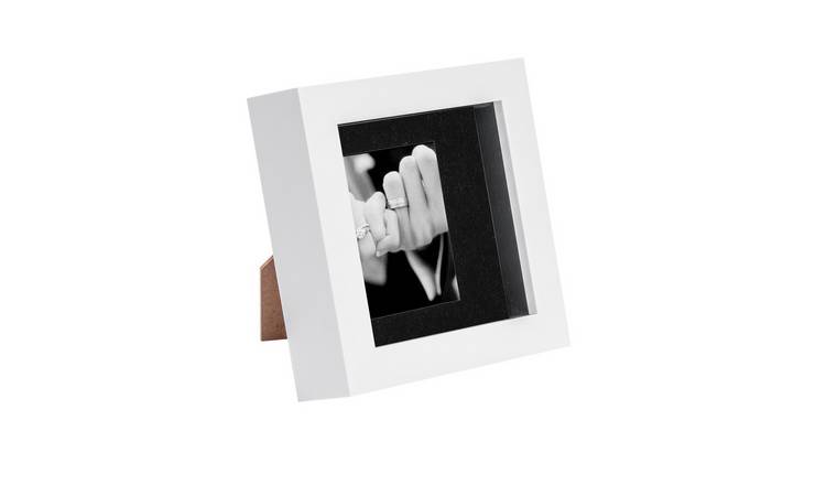Nicola Spring 3D Box Photo Frame - 4 x 4" with Mount - White