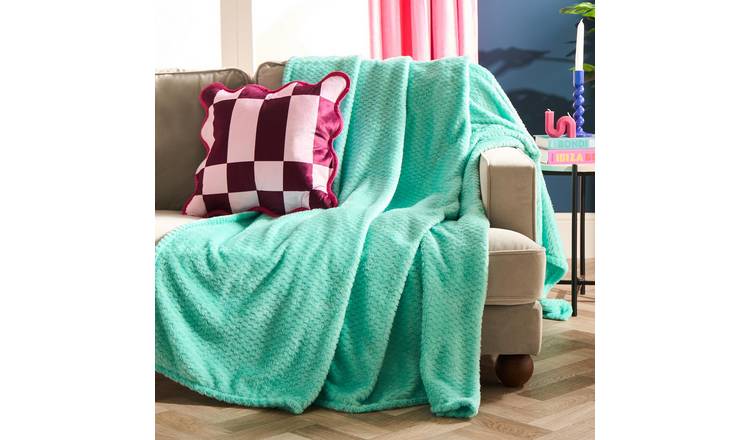 OHS Waffle Fleece Blanket Throw 125 x 150cm - Jade Green