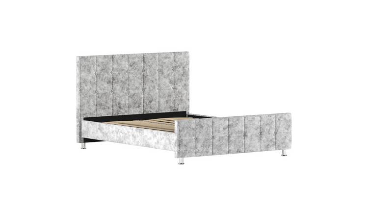 Vida Designs Valentina Crushed Velvet King Size Bed - Silver