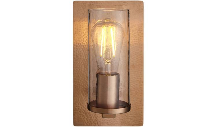 Loops Direct Steel and Glass Wall Light - Copper and Clear Glass