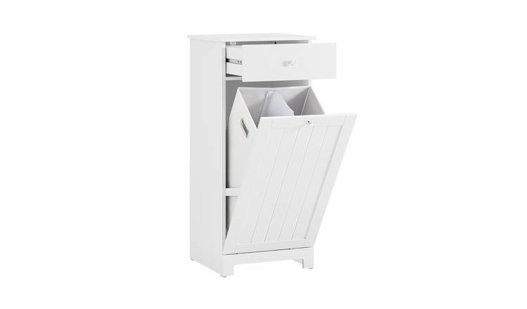 SoBuy 1 Drawer 1 Door Narrow Laundry Cabinet - White