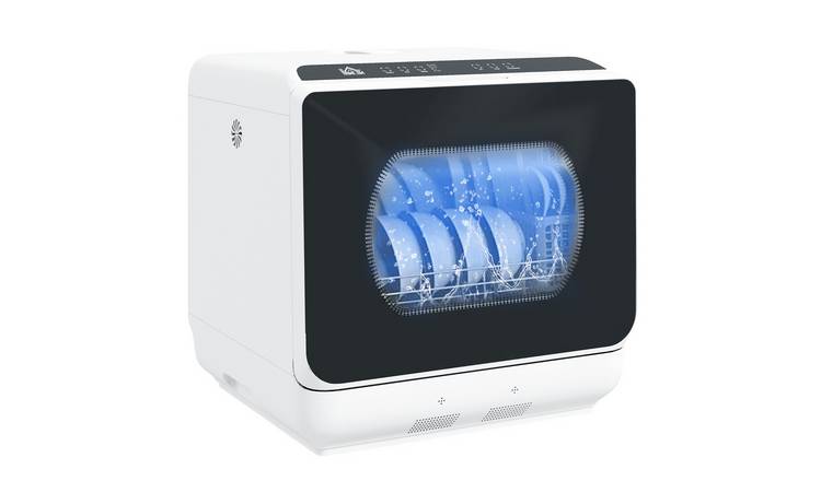 HOMCOM Mini Countertop Dishwasher with 6 Programs - Black and White