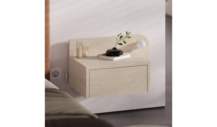 Decortie Dotta Floating Bedside Unit with LED - Sonoma Oak