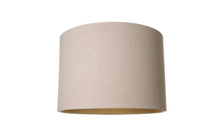 Happy Homewares Taupe Textured Linen Fabric with Satin Inner Lampshade - 40cm