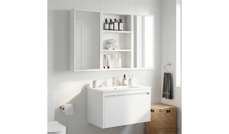 Walplus Engineered Wood Bathroom Wall Cabinet - White - 40 x 10 x 60.5 cm