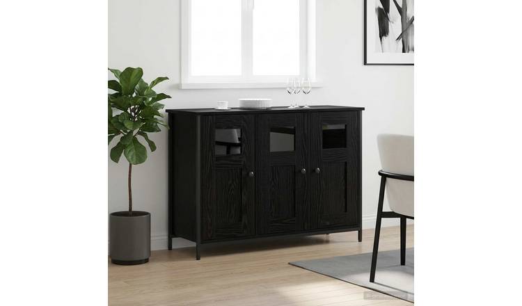 Walplus 3 Shelf Rectangular Sideboard - Black Oak - 100 x 35 x 70 cm