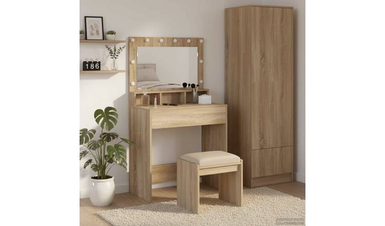 Walplus Engineered Wood Dressing Table - Sonoma Oak - 75.5 x 41 x 135 cm