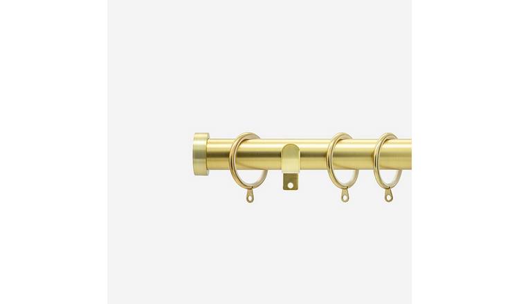New Edge Blinds Brushed Gold 28mm Stud Fixed Metal Curtain Pole - 440cm