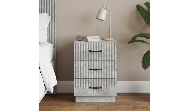 Walplus Engineered Wood Bedside Cabinet - Concrete Grey - 43 x 41 x 63.5 cm