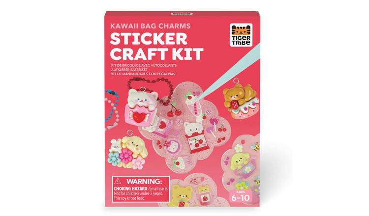 Tiger Tribe Sticker Craft Kit - Kawaii Bag Charms 6 Years +