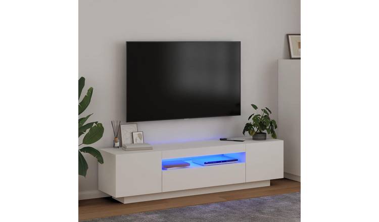 Walplus LED Engineered Wood TV Cabinet - White - 160 x 35 x 40 cm
