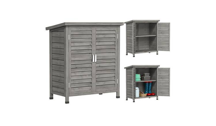 Outsunny 2 Door Wooden Garden Shed - Grey