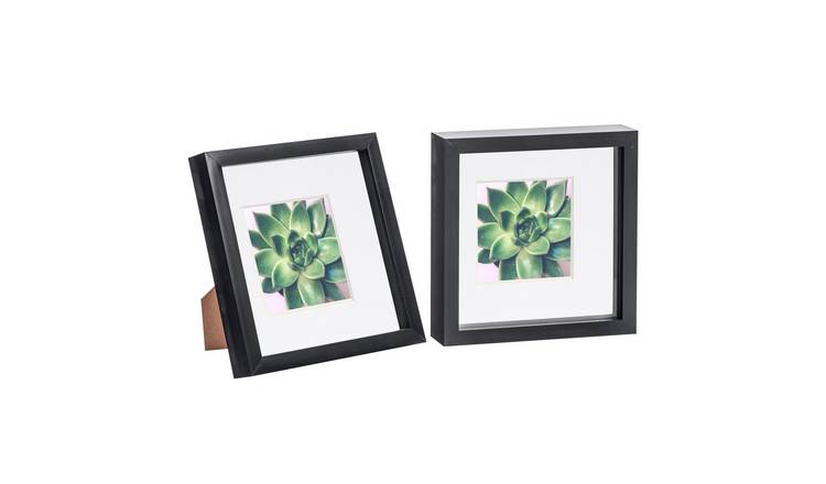 Nicola Spring 3D Box Photo Frames - 8 x 8" with Mount - Set of 2 - Black