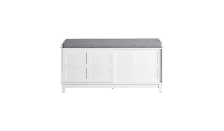 SoBuy 2 Sliding Door Shoe Storage Bench - White