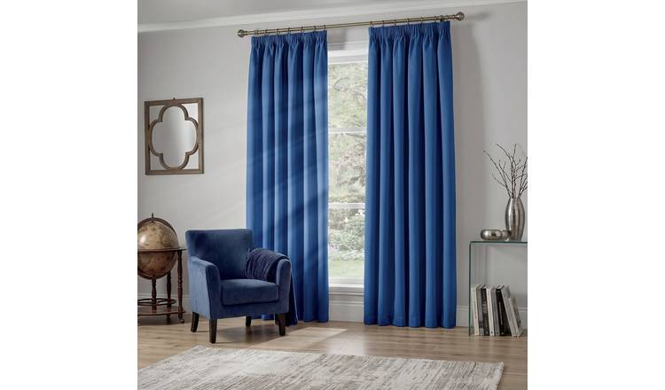 Luxury Living Blackout Pencil Pleat Curtains 229cm x 229cm - Blue