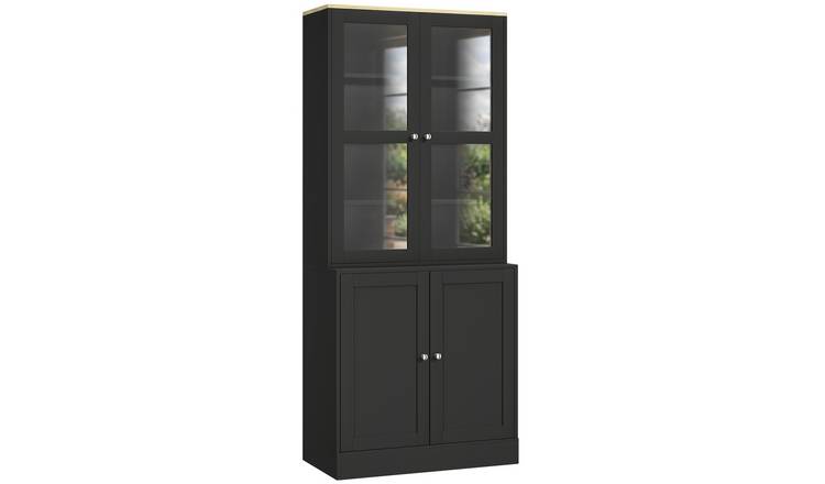 HOMCOM Modern Bookcase with Glass Doors - Black