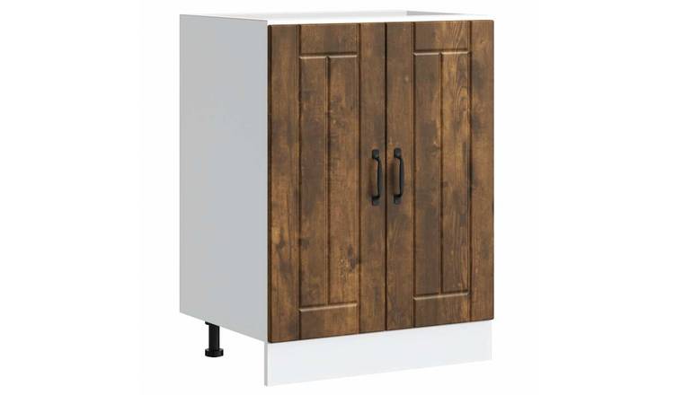 Walplus Engineered Wood Lucca Sink Base Cabinet - Dark Oak - 60 x 46 x 81.5 cm