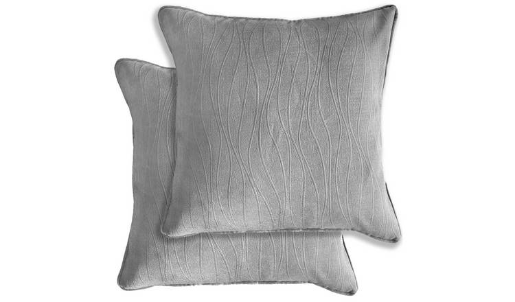 Enhanced Living Goodwood Textured Wave Cushion Covers - 43 x 43cm - Silver