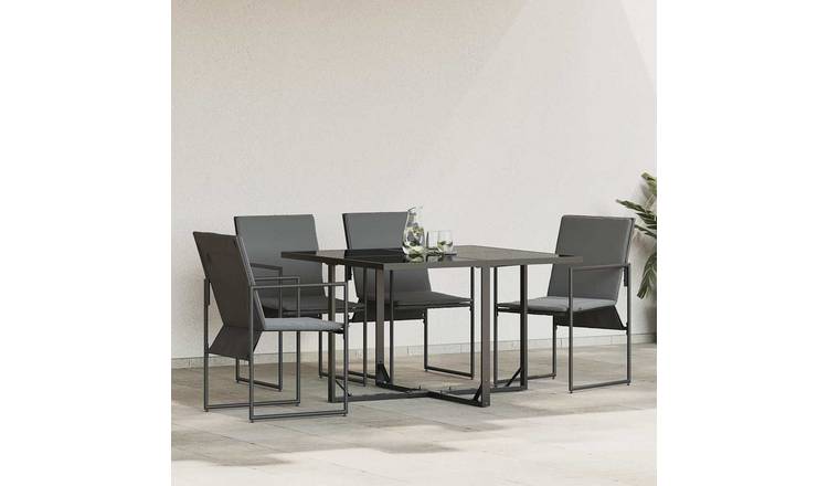 Walplus 4 Piece Textilene Chair - Black and Anthracite - 59 x 50.5 x 81.5 cm