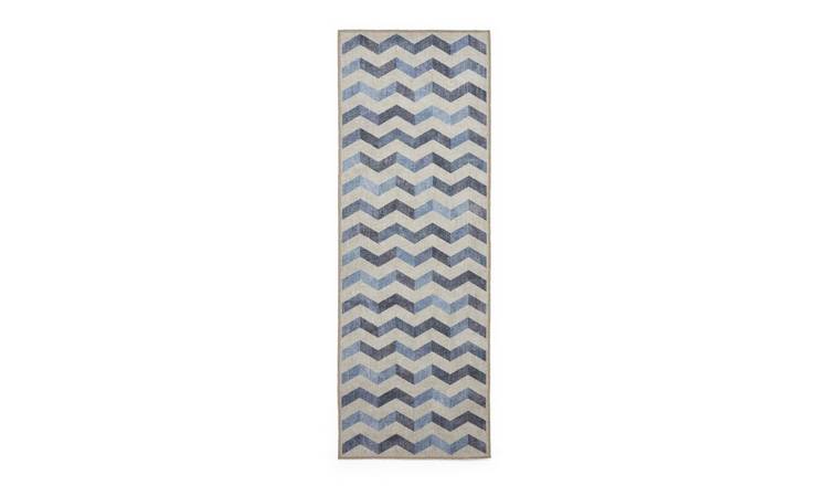 Mega Flooring Blue Modern Geometric Rug - 61 x 170cm