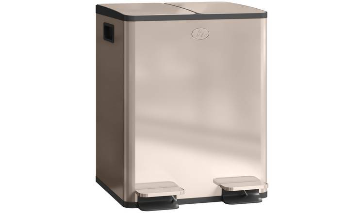 Homcom 2 x 20L Dual Kitchen Bin Pedal Bin for Recycling & Waste - Gold Tone
