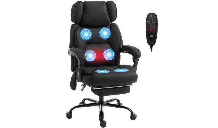 HOMCOM Massage Reclining Office Chair with Adjustable Headrest - Black
