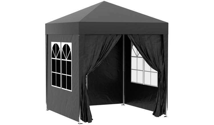Outsunny Water Resistant Pop Up Gazebo with Sidewalls – Black