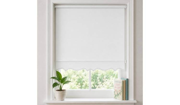 New Edge Blinds White Scalloped Edge Roller Blind - 180cm x 165cm