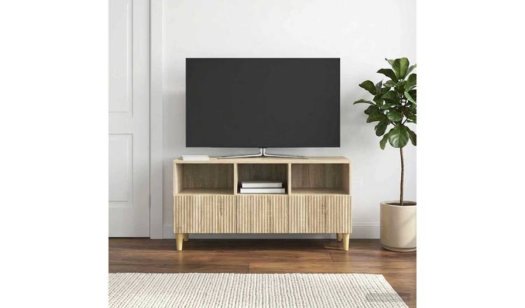Walplus 3 Drawer Engineered Wood TV Cabinet - Sonoma Oak - 102 x 34.5 x 50 cm