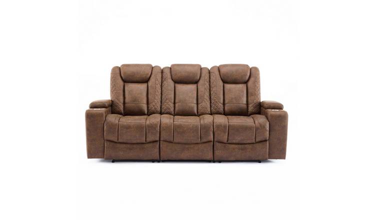 Furniture Online Ashton Electric Recliner 3 Seater Fabric Sofa – Brown