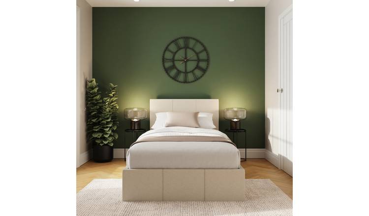 GFW End Lift Single Fabric Ottoman Bed with Mattress - Natural