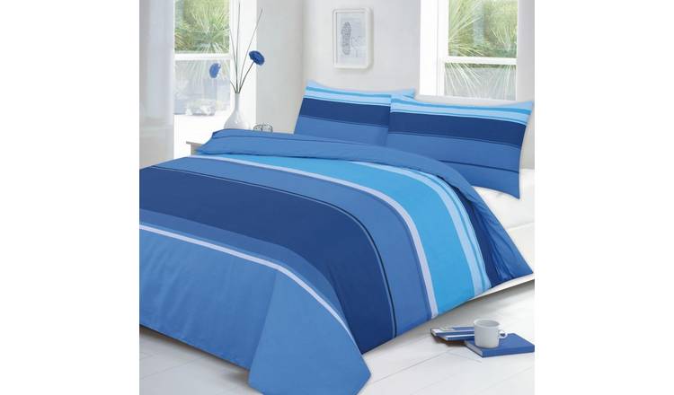 HomeSpace Direct Carter Blue Duvet Cover Set - Super King