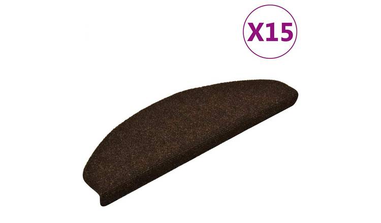 Walplus Pack of 15 Self-Adhesive Half Round Stair Mats - Brown - 65 x 21 cm