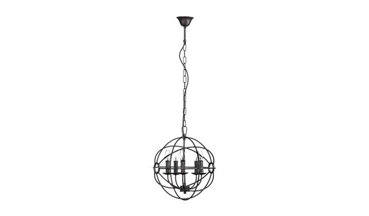 Orsina Orbital 5 Arm Metal Pendant Light - Black