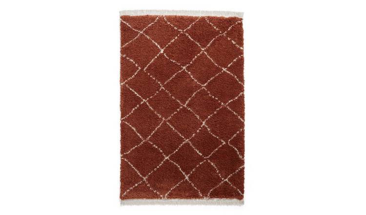 Mega Flooring Brown Shaggy Geometric Rug - 120 x 170cm