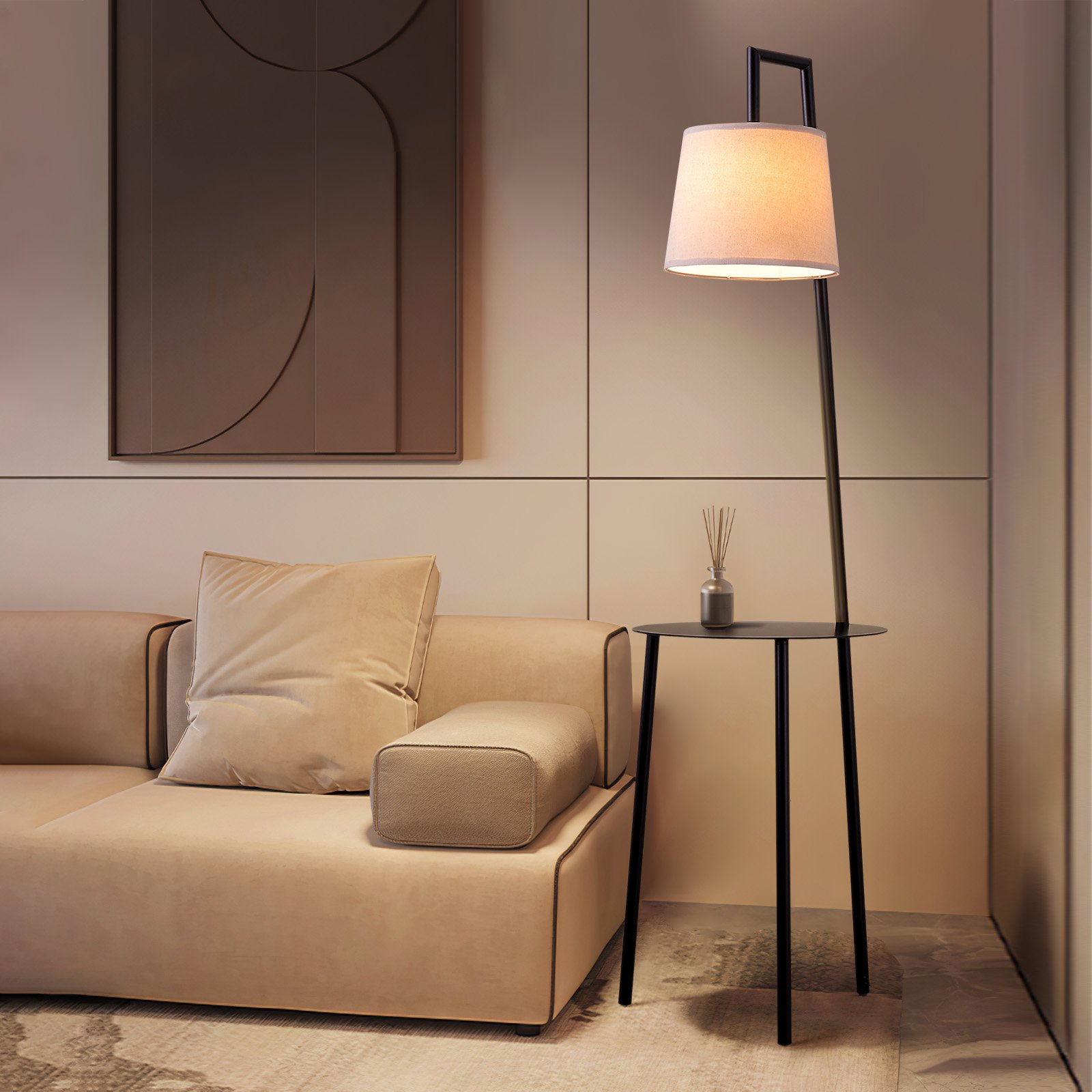 Living and Home Metal Tray Table Floor Lamp - Image 2